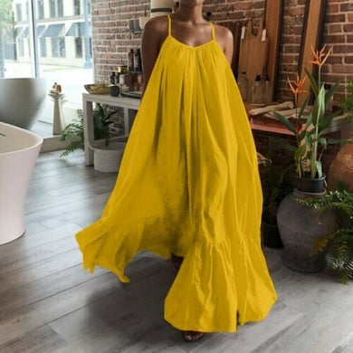 Whispering Summer Yellow Sleeveless Maxi Dress