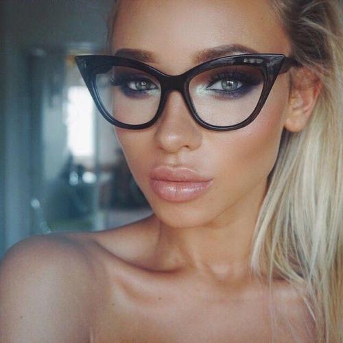 Black Clear Cat Eye Glasses