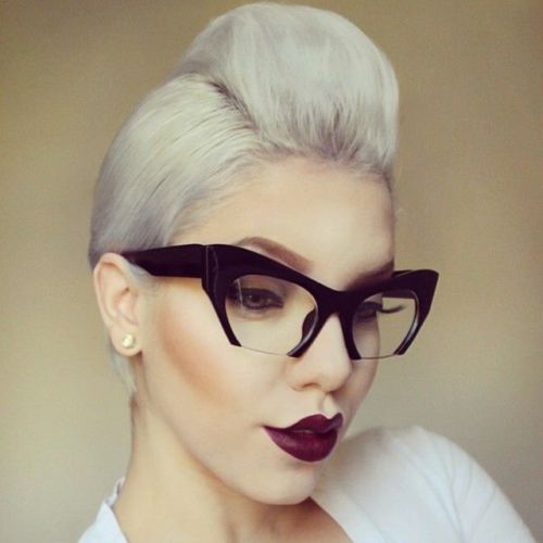 Black Cat Eye Clear Semi Rimless Glasses