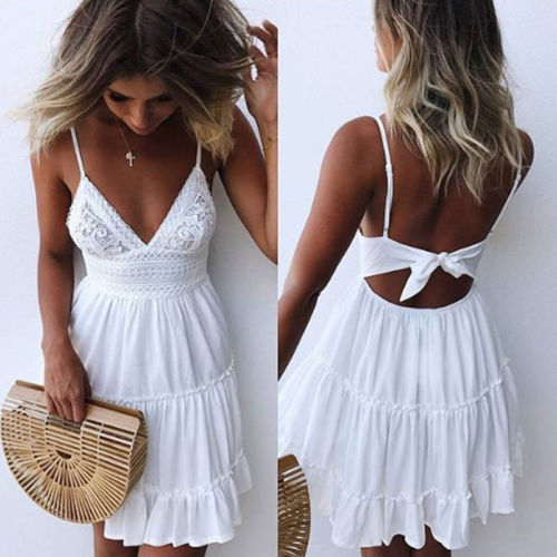 Summer In The Hamptons White Backless Mini Dress