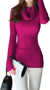 Cowl Neck Plum Long Sleeve Stretchable Sweater