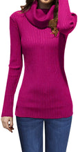 Load image into Gallery viewer, Cowl Neck Plum Long Sleeve Stretchable Sweater