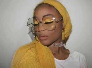 Gold Hexagon Oversized Vintage Style Clear Glasses