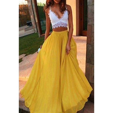 Simply Romantic Chiffon Yellow Maxi Skirt